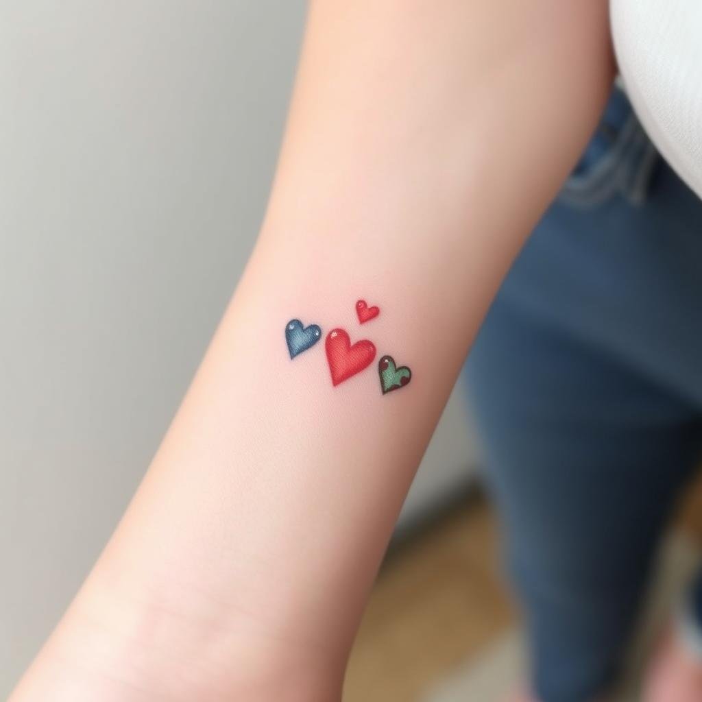 3 colored birthstones tattoo design for a mother representing her three children
