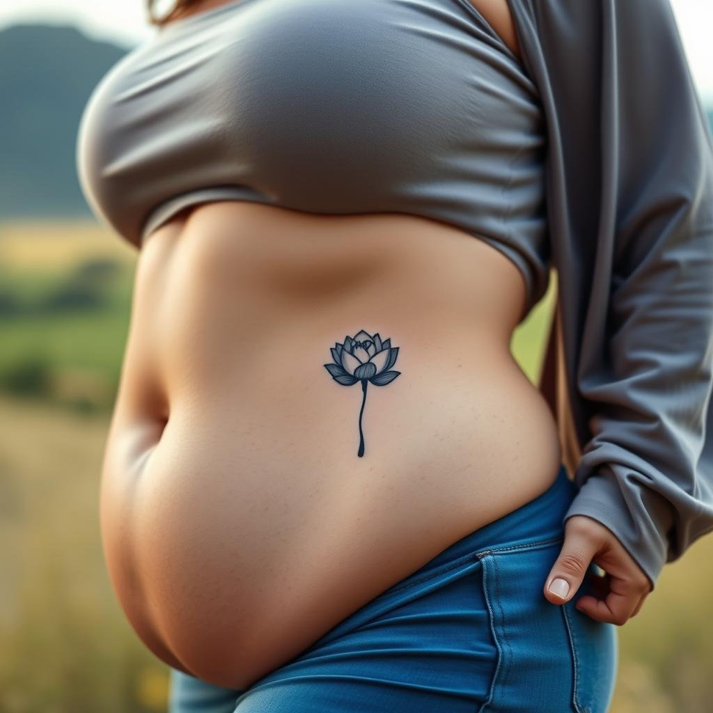 A confident, plus-size female figure stands in a warm, natural setting, her stomach adorned with a captivating array of tattoos that celebrate her body and self-expression. The tattoos, ranging from intricate floral designs to empowering words, are depicted in vivid, high-contrast detail, casting soft shadows on her skin. The lighting is gentle and diffused, creating a serene, intimate atmosphere that invites the viewer to appreciate the beauty and strength of the subject's form. The composition is well-balanced, drawing the eye to the focal point of the tattoos while maintaining a sense of harmony and grace. A confident, plus-size female figure stands in a warm, natural setting, her stomach adorned with a captivating array of tattoos that celebrate her body and self-expression. The tattoos, ranging from intricate floral designs to empowering words, are depicted in vivid, high-contrast detail, casting soft shadows on her skin. The lighting is gentle and diffused, creating a serene, intimate atmosphere that invites the viewer to appreciate the beauty and strength of the subject's form. The composition is well-balanced, drawing the eye to the focal point of the tattoos while maintaining a sense of harmony and grace.