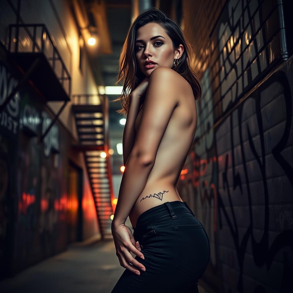A dimly lit urban alleyway with graffiti-covered walls sets the stage for a chic display of mini baddie tattoos. In the foreground, a diverse group of stylishly dressed models strike alluring poses, showcasing an array of delicate, intricate designs adorning their skin - from delicate floral motifs to edgy geometric patterns. The lighting is soft and moody, casting dramatic shadows that accentuate the models' features and the details of the tattoos. The middle ground features a mix of urban elements like discarded crates and a rusted fire escape, adding to the gritty, underground vibe. In the background, the silhouettes of skyscrapers and neon signs create a sense of a vibrant, metropolitan atmosphere, complementing the bold, rebellious spirit of the mini baddie tattoos. A dimly lit urban alleyway with graffiti-covered walls sets the stage for a chic display of mini baddie tattoos. In the foreground, a diverse group of stylishly dressed models strike alluring poses, showcasing an array of delicate, intricate designs adorning their skin - from delicate floral motifs to edgy geometric patterns. The lighting is soft and moody, casting dramatic shadows that accentuate the models' features and the details of the tattoos. The middle ground features a mix of urban elements like discarded crates and a rusted fire escape, adding to the gritty, underground vibe. In the background, the silhouettes of skyscrapers and neon signs create a sense of a vibrant, metropolitan atmosphere, complementing the bold, rebellious spirit of the mini baddie tattoos.