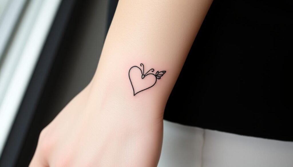 A minimalist small baddie tattoo on a woman's inner wrist A minimalist small baddie tattoo on a woman's inner wrist