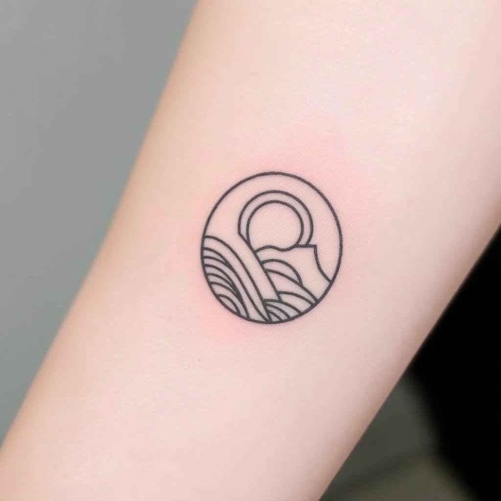 A small abstract woodcut-style tattoo A small abstract woodcut-style tattoo
