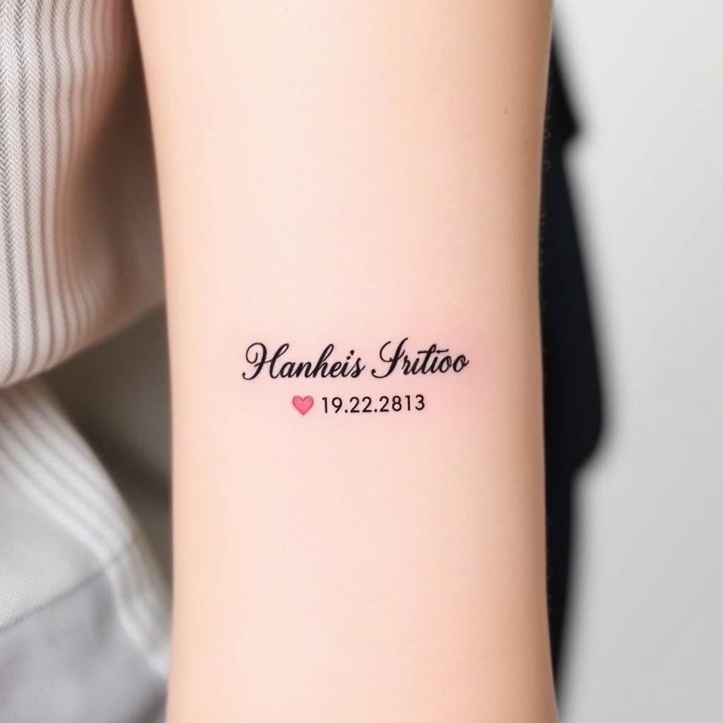 A small and delicate tattoo design for moms honoring two children A small and delicate tattoo design for moms honoring two children