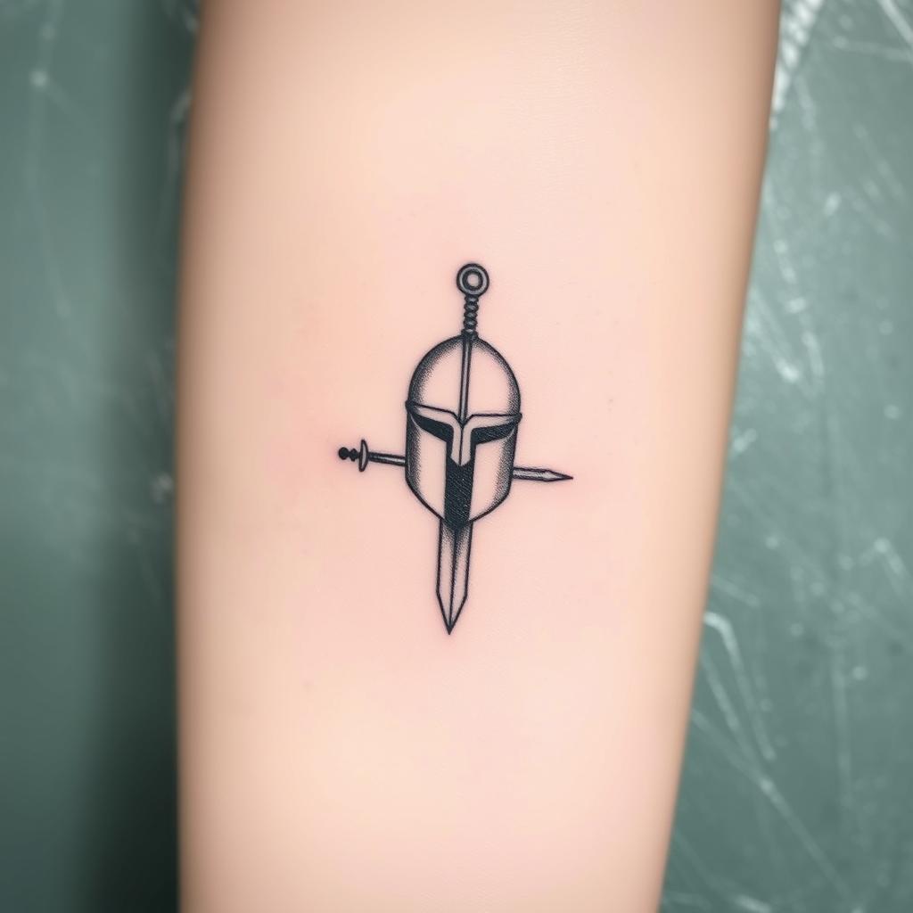 A small, detailed black ink tattoo