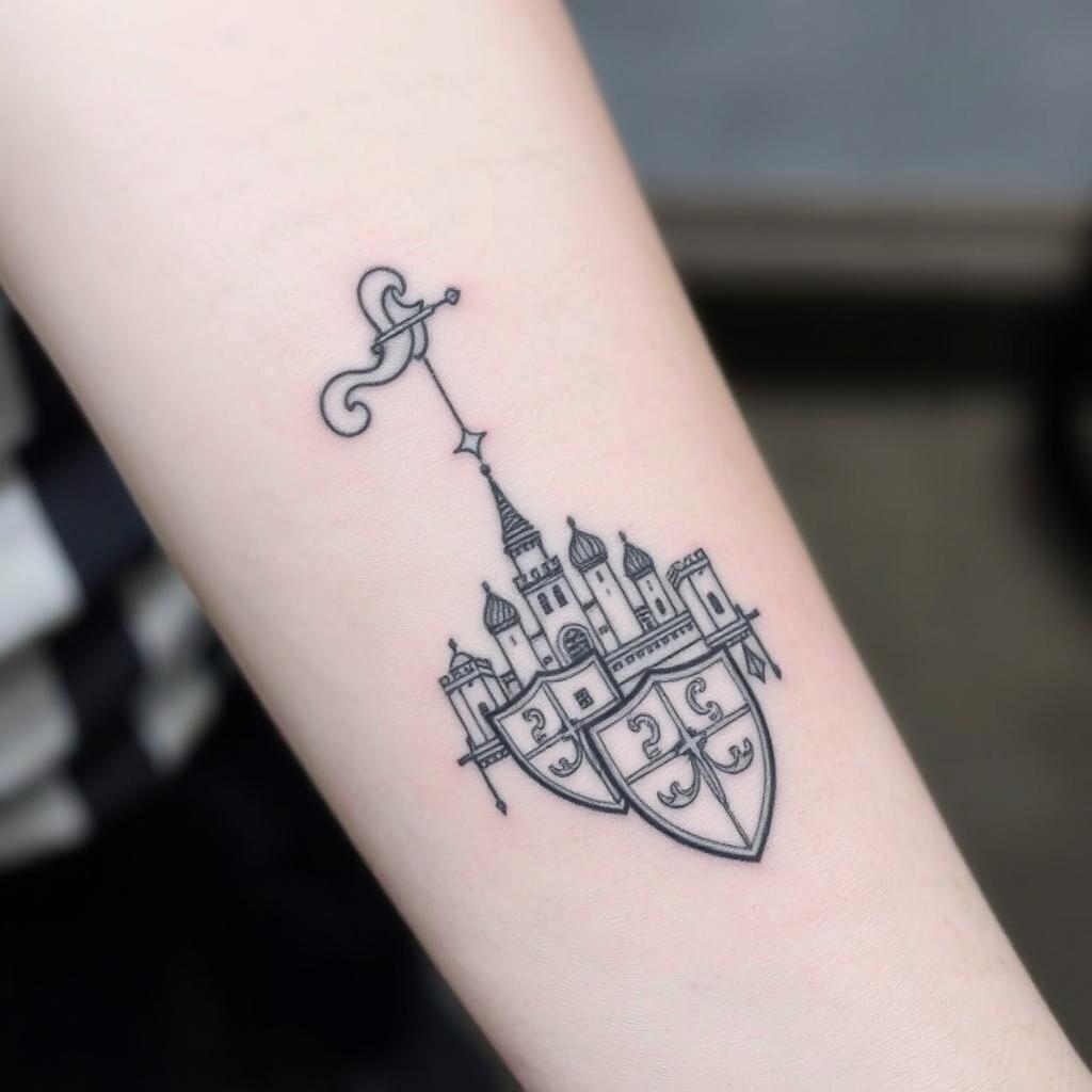 A small, intricate medieval tattoo