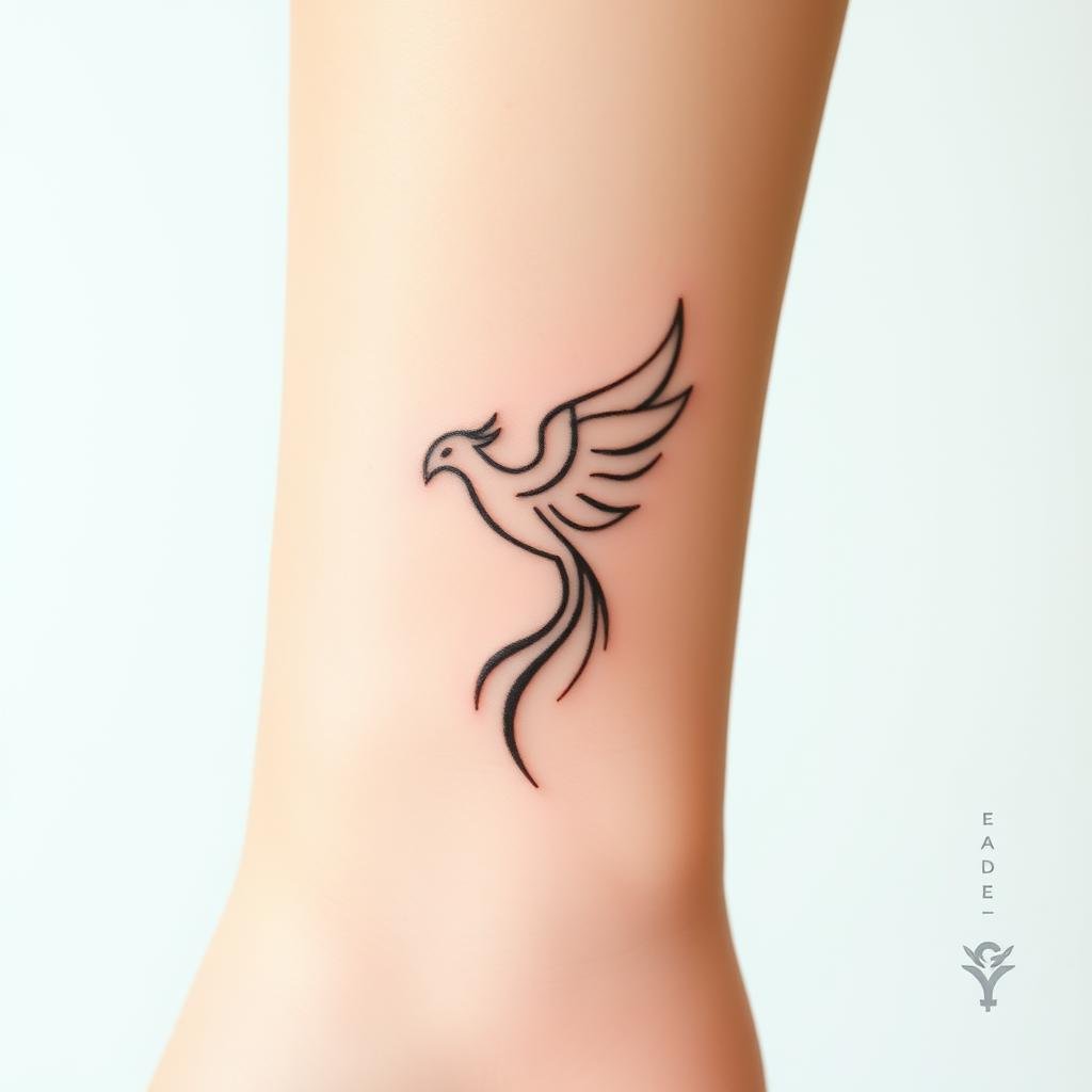 A small minimalist phoenix tattoo design A small minimalist phoenix tattoo design