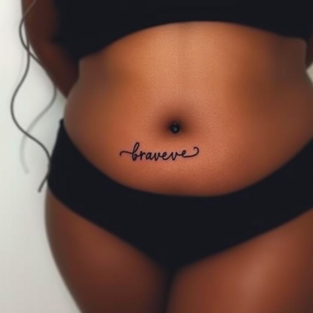 A small-sized stomach tattoo for a plus-size woman A small-sized stomach tattoo for a plus-size woman