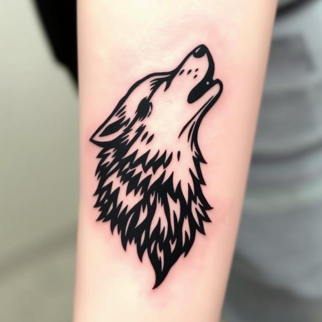 A small-sized tattoo in woodcut style A small-sized tattoo in woodcut style