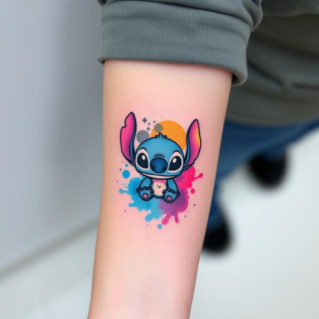 Small-sized tattoo featuring Stitch’s iconic design Small-sized tattoo featuring Stitch’s iconic design