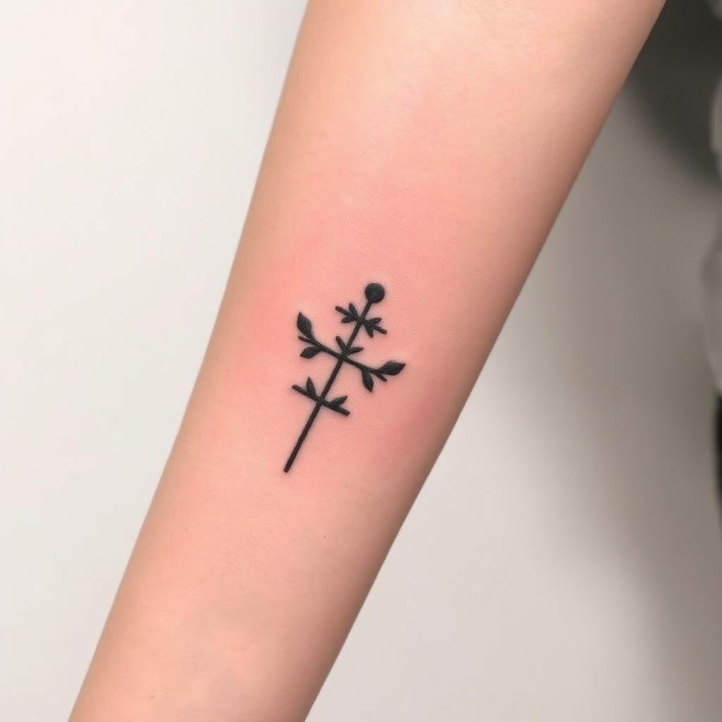 a small-sized tattoo in a woodcut style a small-sized tattoo in a woodcut style