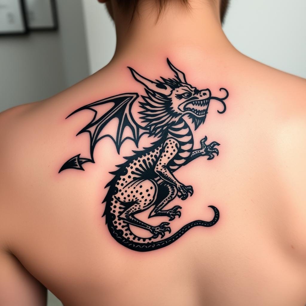 a small-sized woodcut-style tattoo a small-sized woodcut-style tattoo