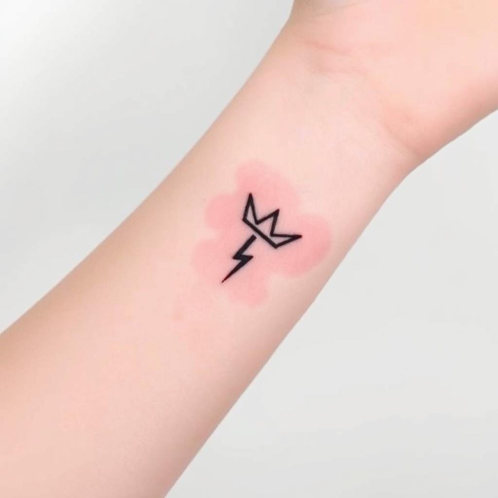 bold tattoo design in the baddie aesthetic, featuring a minimalist yet edgy symbol like a lightning bolt or a delicate crown bold tattoo design in the baddie aesthetic, featuring a minimalist yet edgy symbol like a lightning bolt or a delicate crown