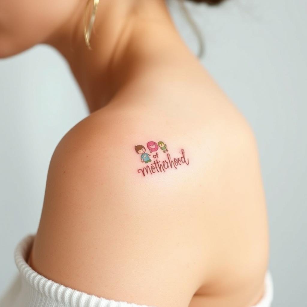 colored 'Bond of Motherhood' tattoo featuring the number three