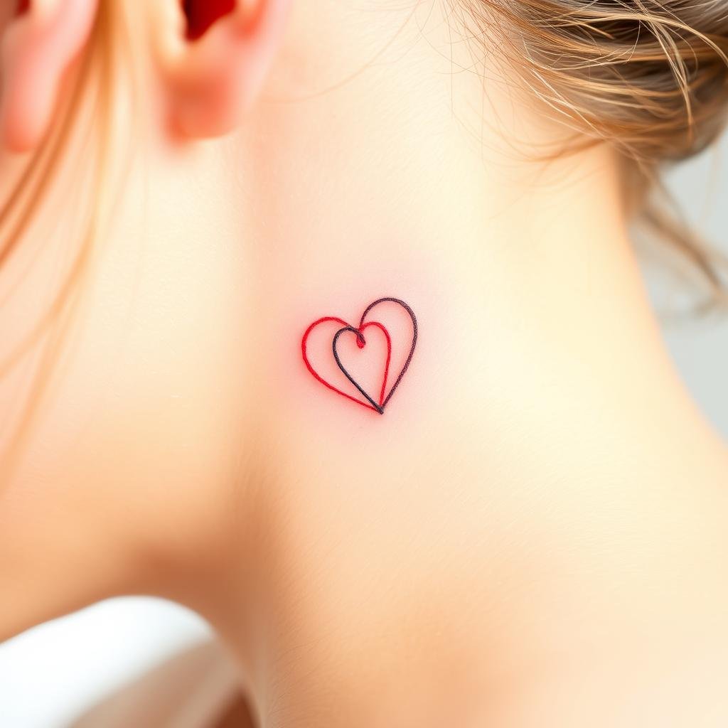 colorful heart symbol with three fine tattoo design