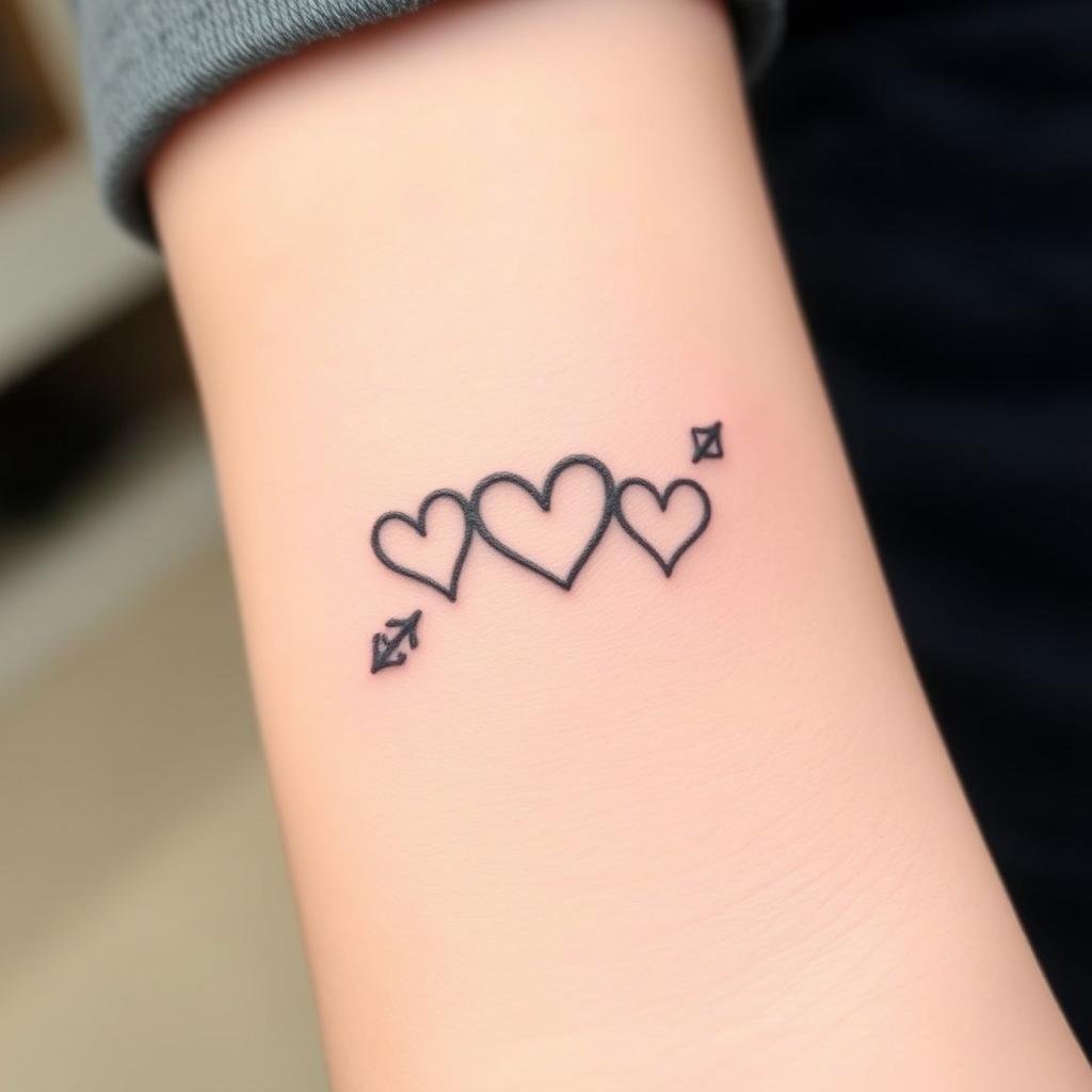 delicate and meaningful 3 heart tattoo design