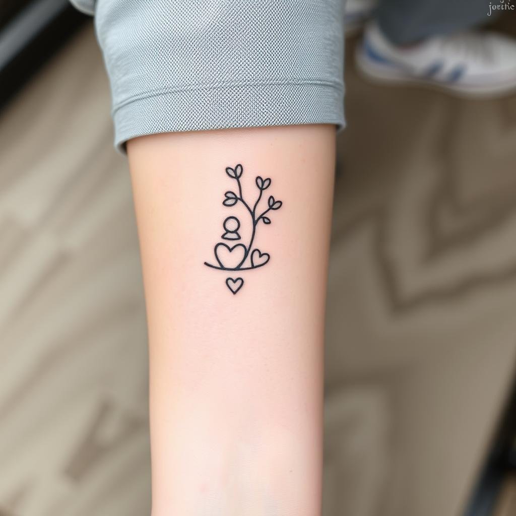 meaningful mother black-ink tattoo design on forearm