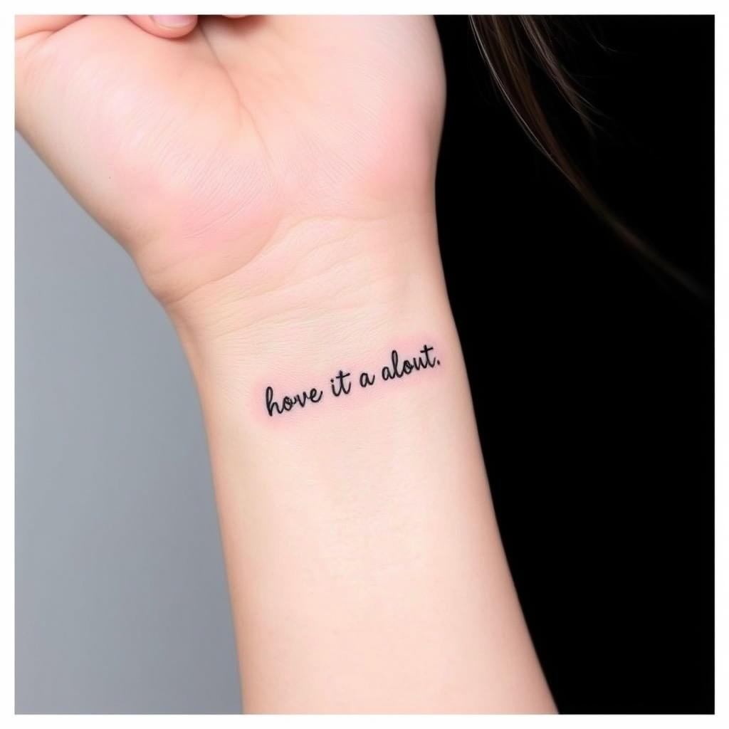 stylish text tattoo featuring a meaningful word or quote in a clean stylish text tattoo featuring a meaningful word or quote in a clean