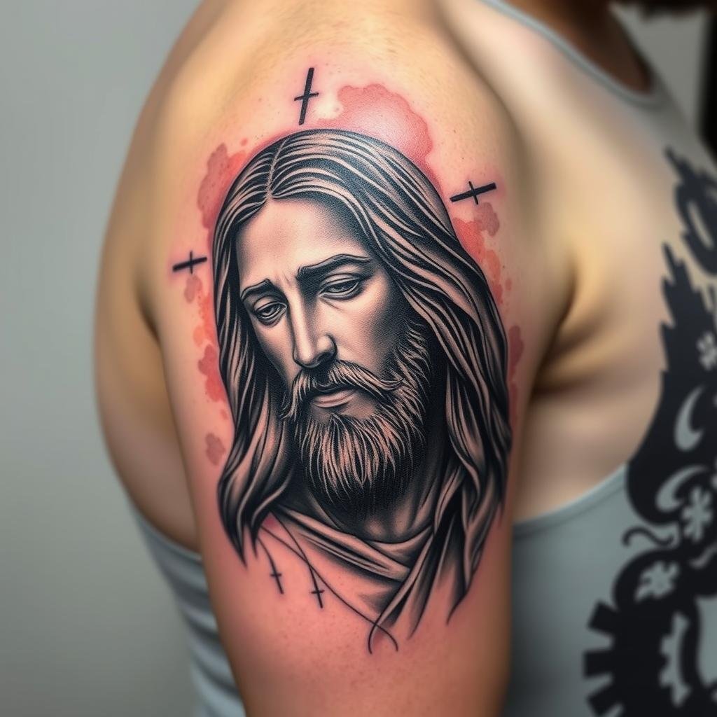 Forearm Half Sleeve Jesus Tattoo Forearm Half Sleeve Jesus Tattoo