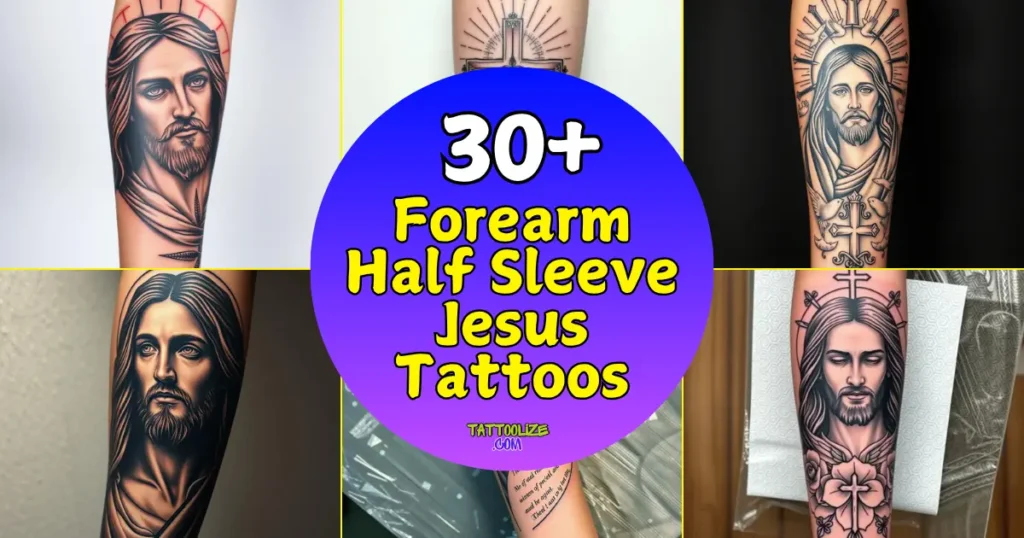 Forearm Half Sleeve Jesus Tattoos