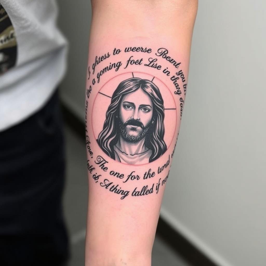 Jesus portrait and use verses tattoo Jesus portrait and use verses tattoo