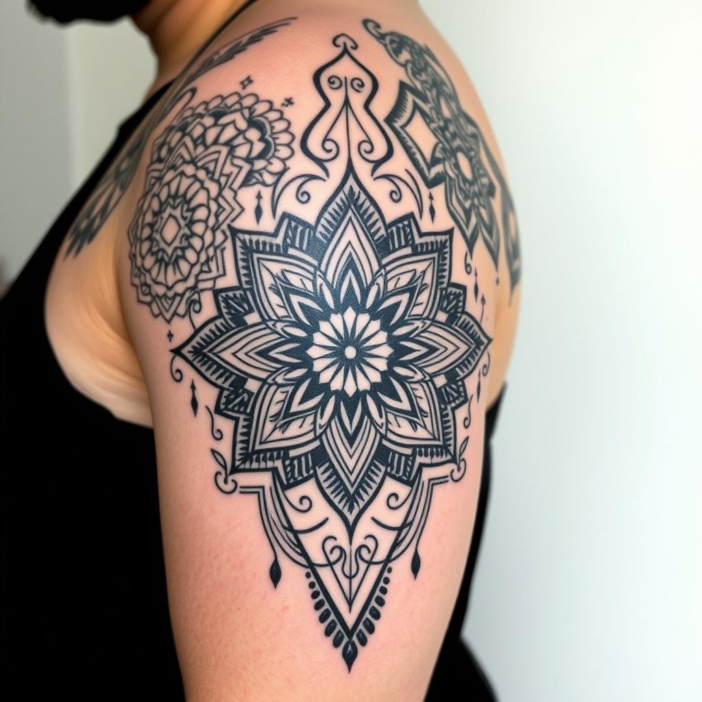 Mixing geometric patterns with traditional tattoos Mixing geometric patterns with traditional tattoos