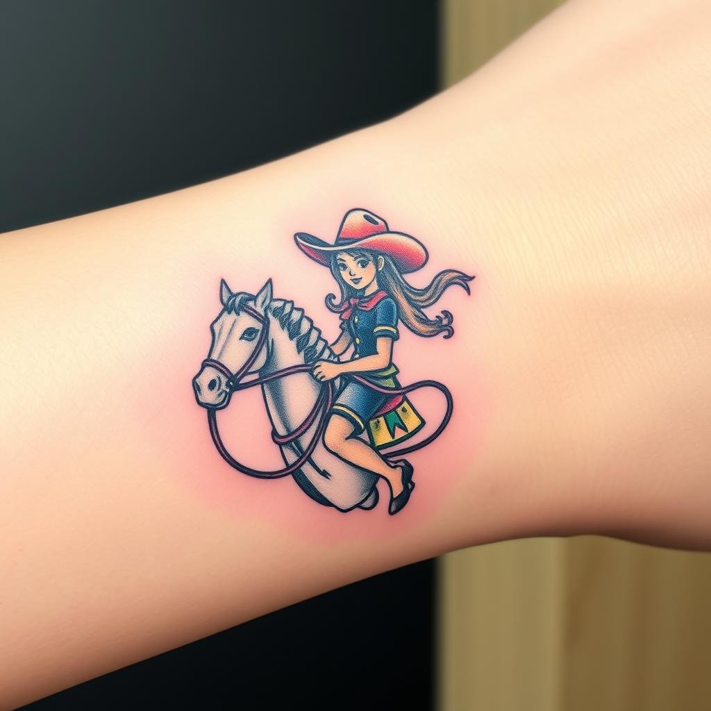 Neo-traditional vintage cowgirl tattoos
