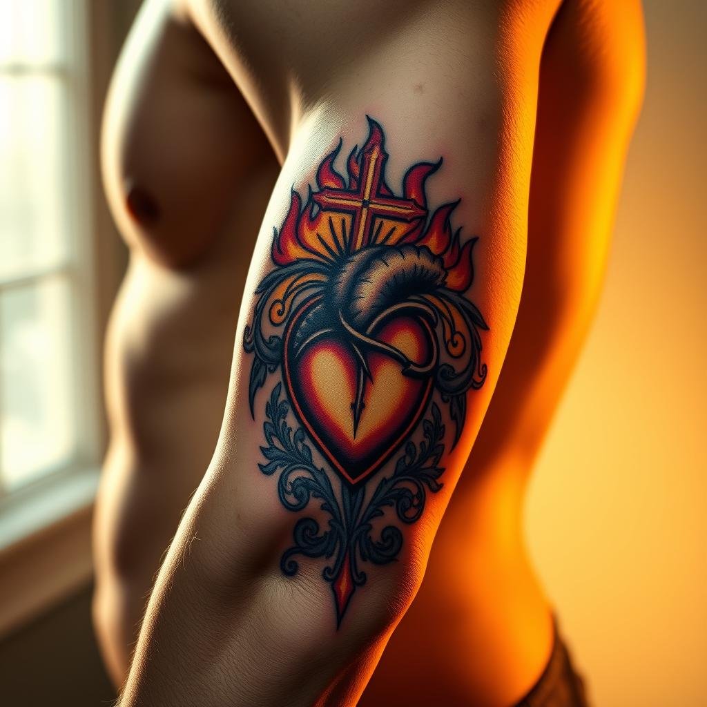Sacred Heart Christian Tattoo Design Sacred Heart Christian Tattoo Design