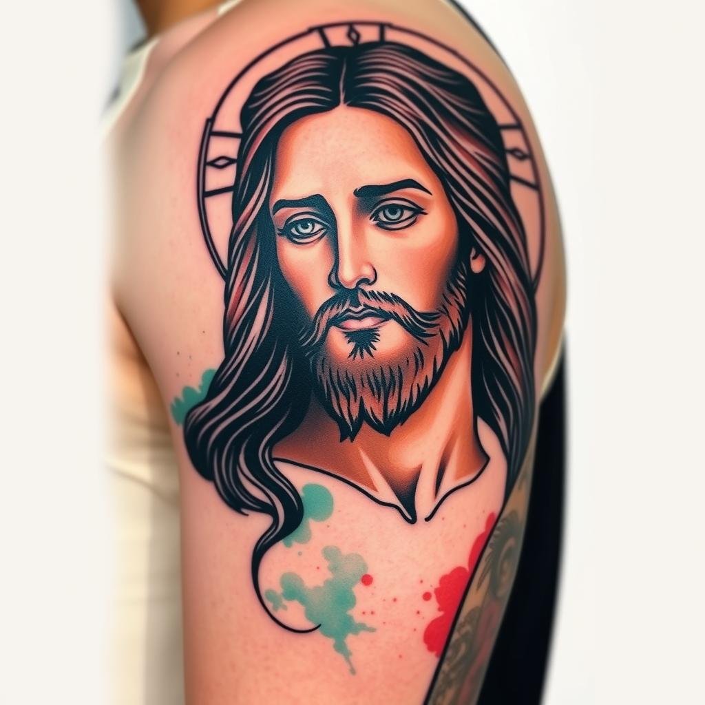 Traditional vs Contemporary Jesus Portrait tattoo Traditional vs Contemporary Jesus Portrait tattoo