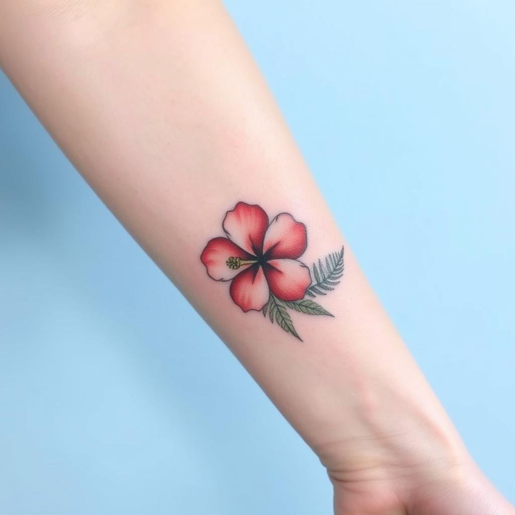 Tropical leaves add depth and meaning to flower tattoos
