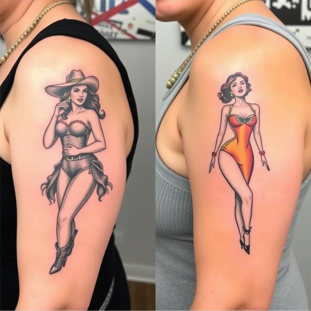 Vintage Cowgirl Tattoo Art Styles