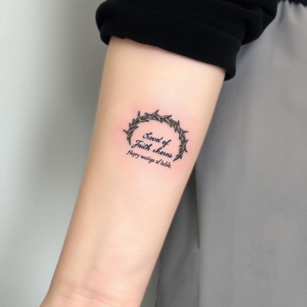 A small, detailed Crown of Thorns tattoo