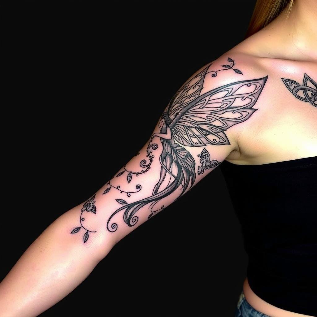 Celtic Mythological Fairy Tattoo Design