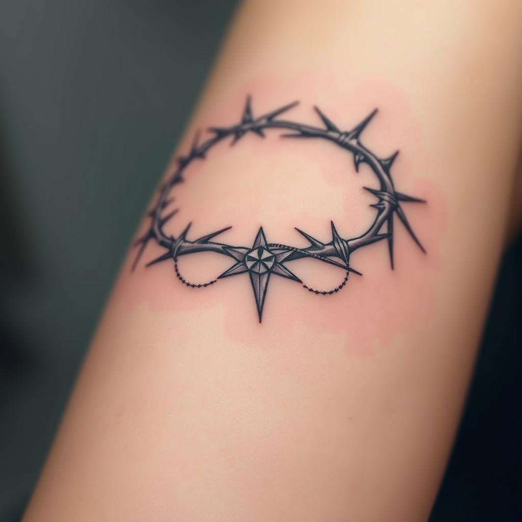 Delicate Crown of Thorns Tattoo Design
