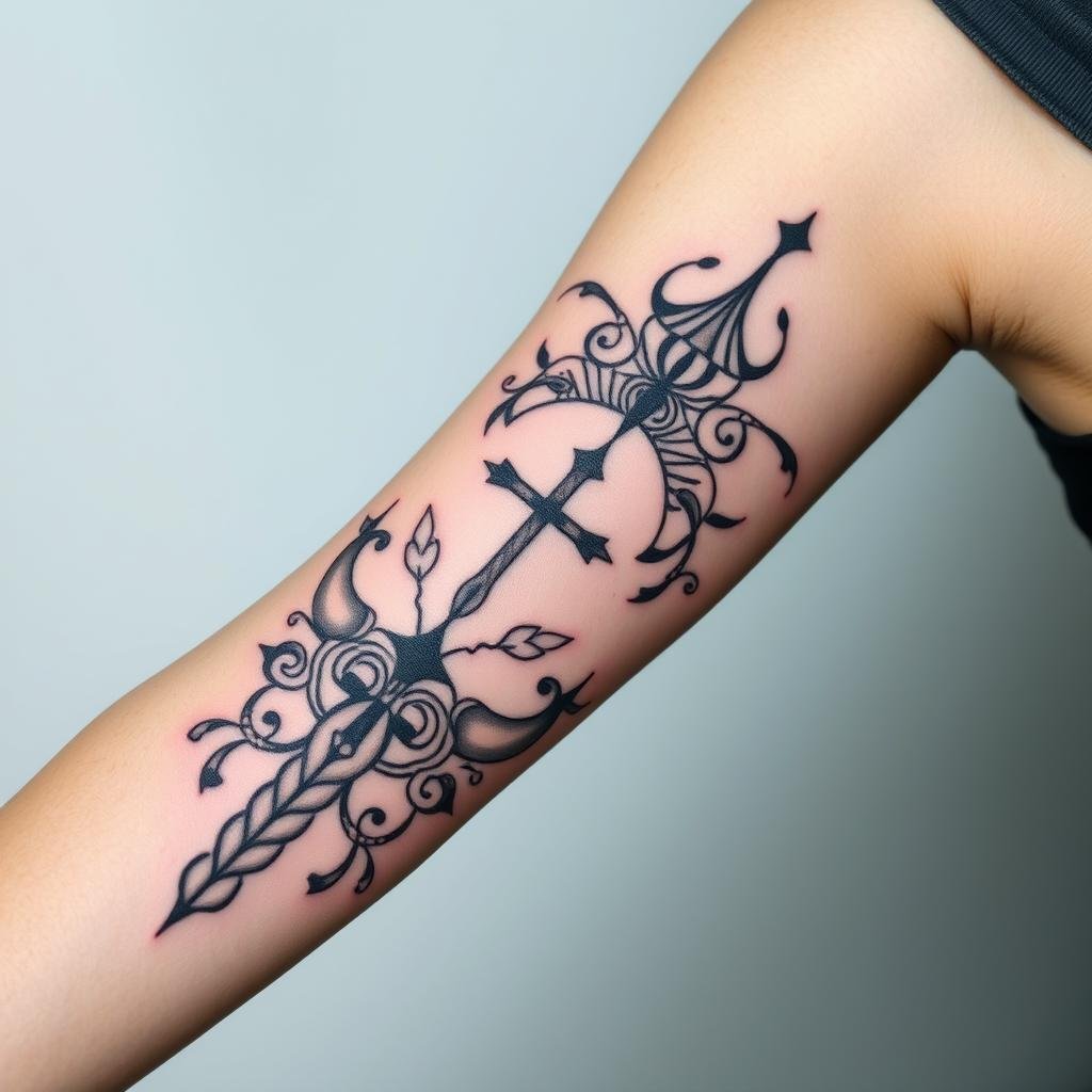 Design a small-sized religious-themed tattoo