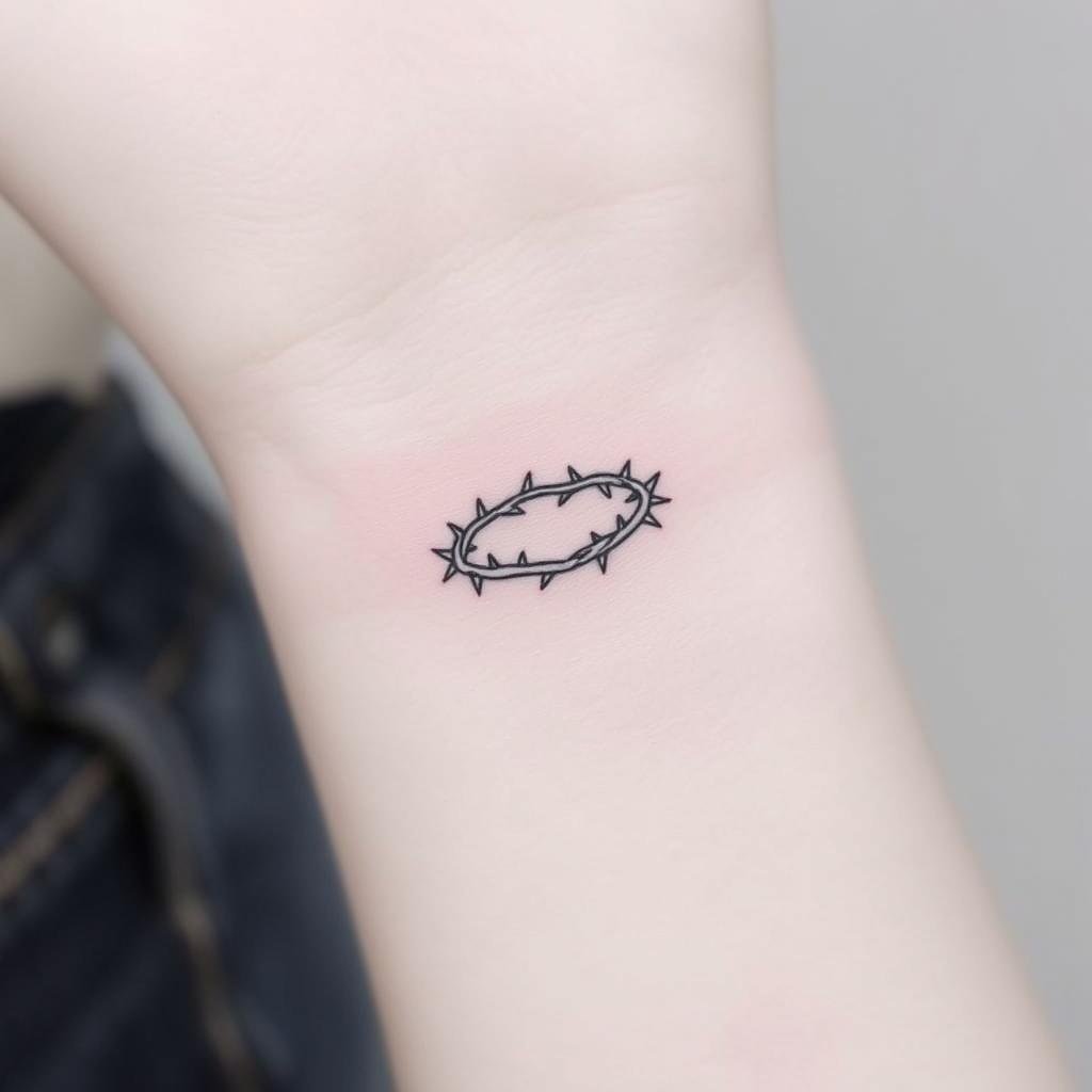 Minimalist crown of thorns tattoos