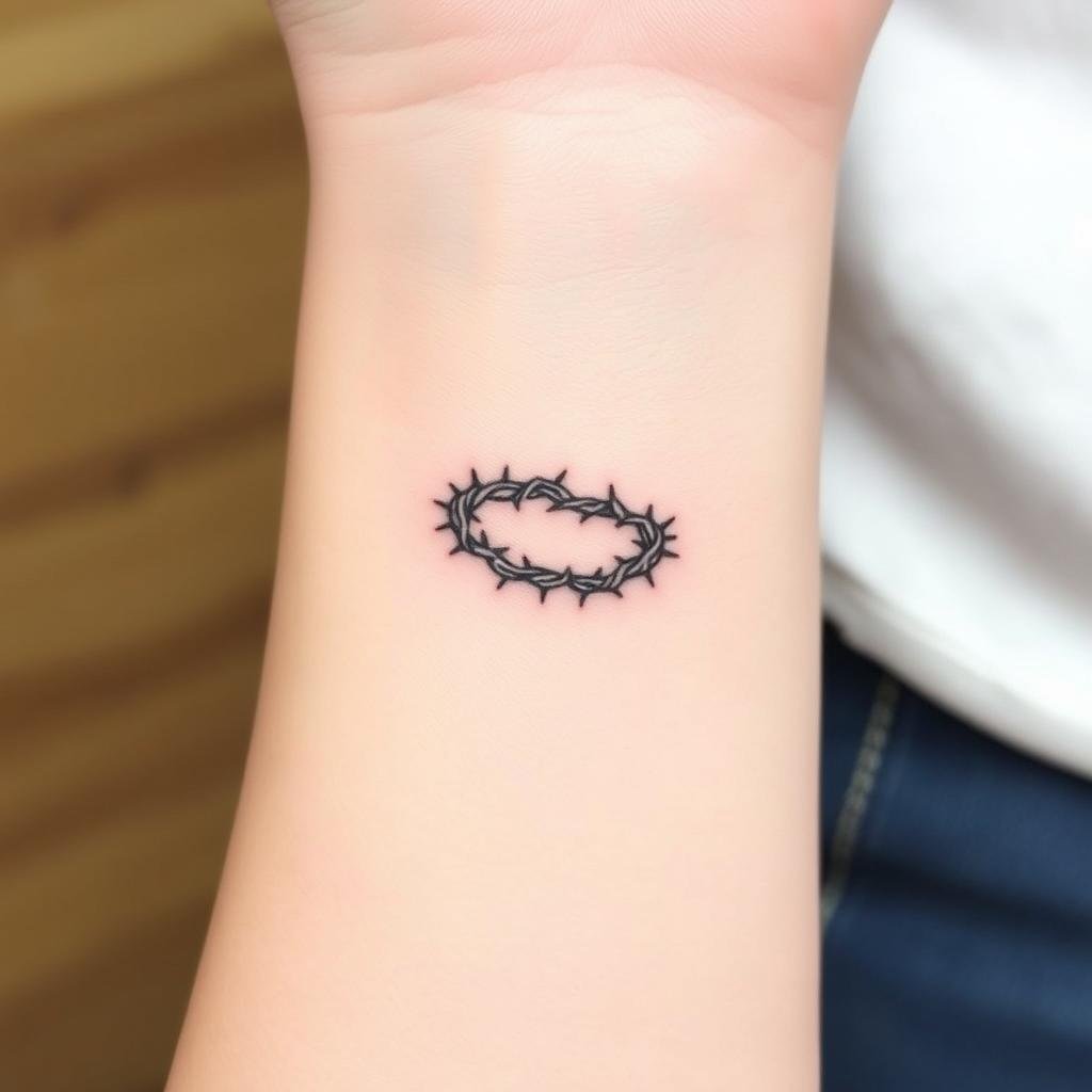 Minimalist small tattoo of the Crown of Thorns