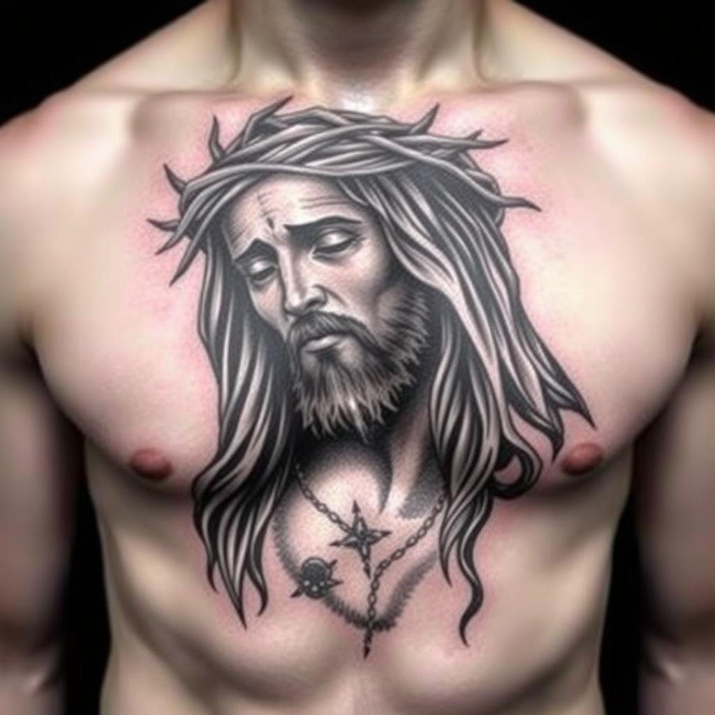 Realistic Jesus Portrait Tattoo Design