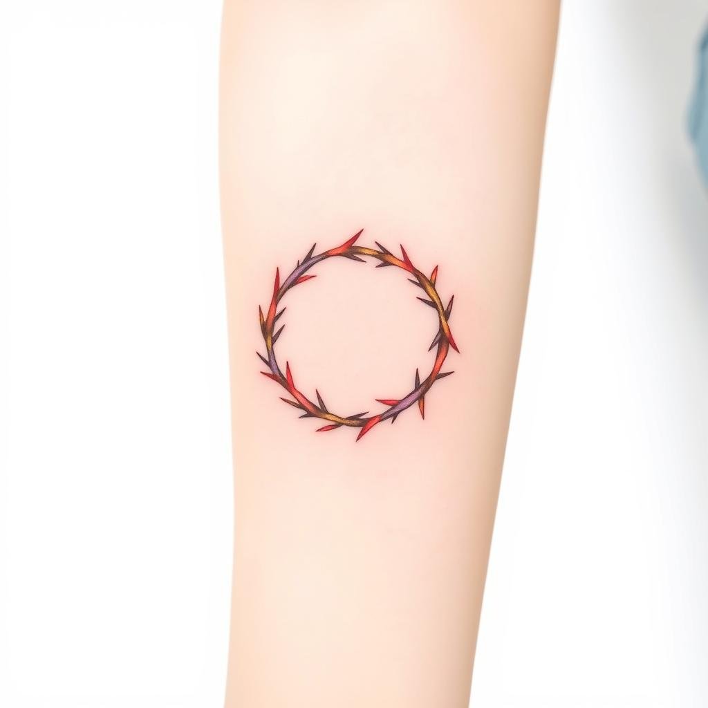 Watercolor crown of thorns tattoos