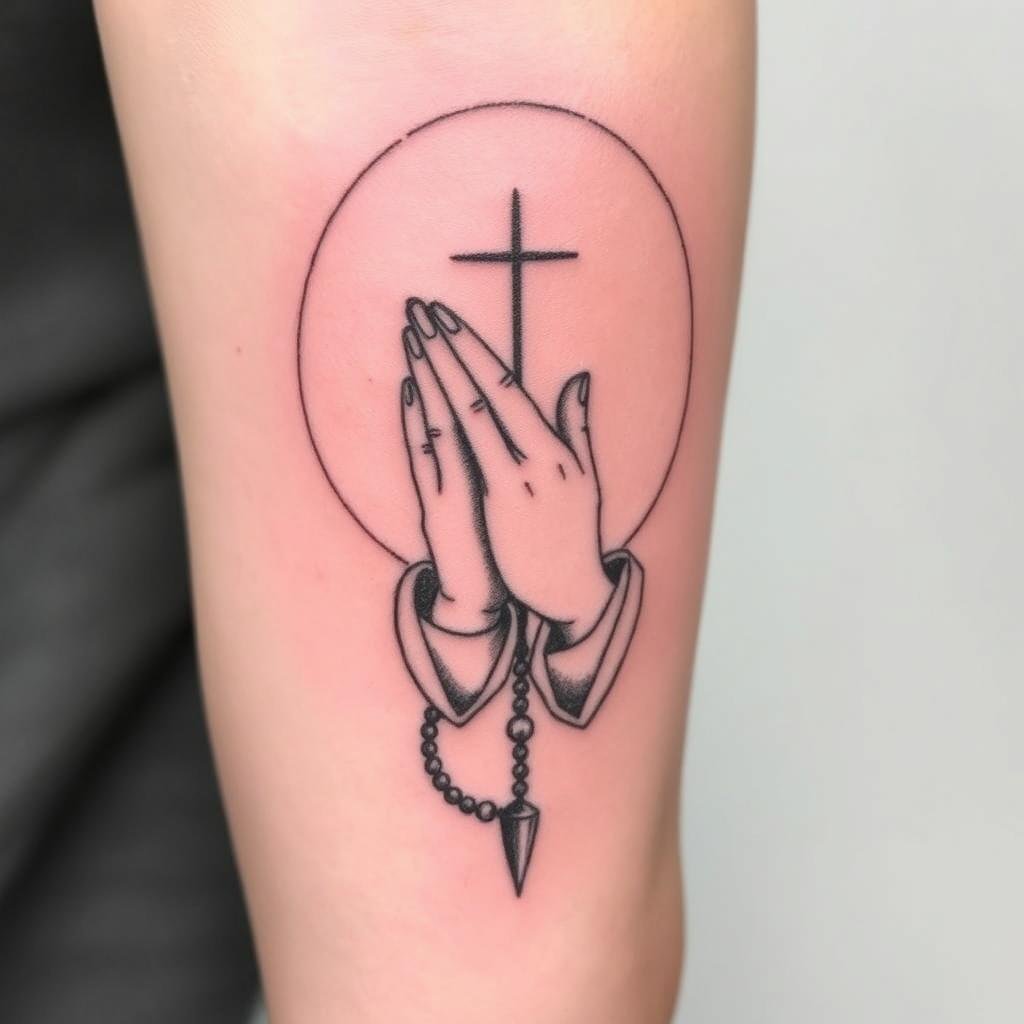 a full sleeve of religious tattoos 