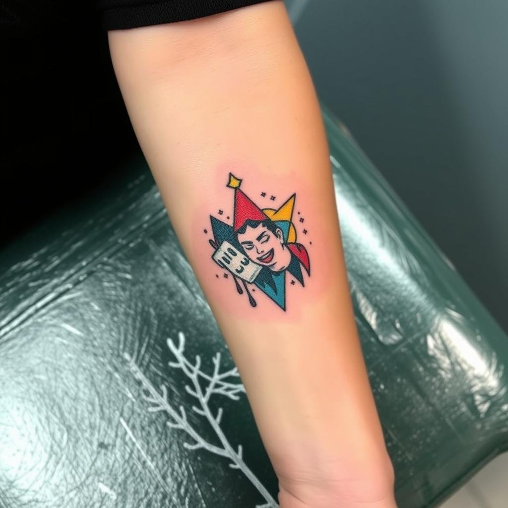A small-sized tattoo in 90s-inspired style A small-sized tattoo in 90s-inspired style