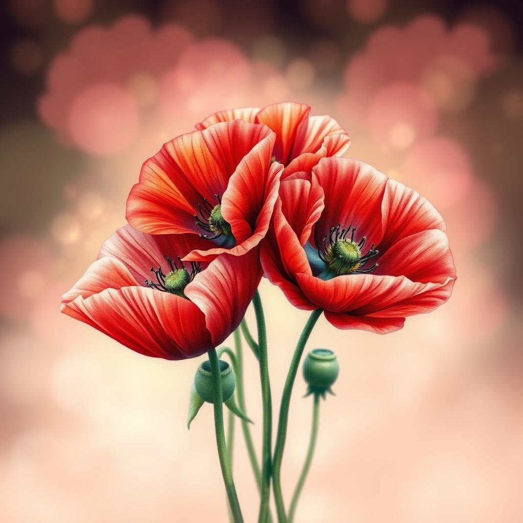 August Birth Flower Tattoo Color Poppy Designs