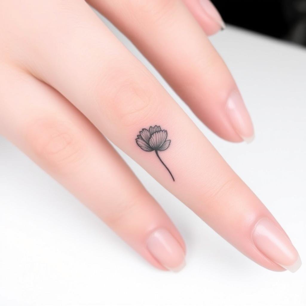 Delicate August Birth Flower Finger Tattoo 2