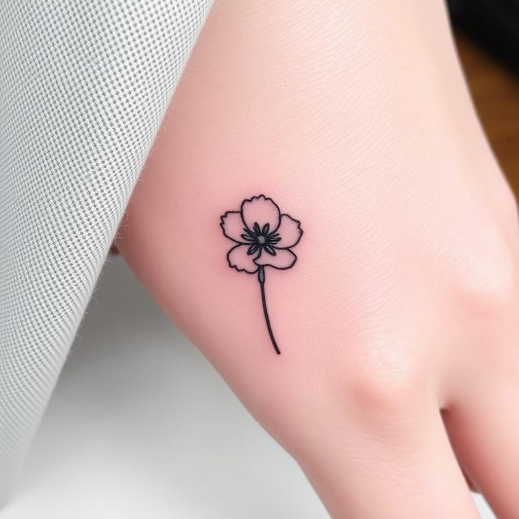 Delicate August Birth Flower Finger Tattoo 3