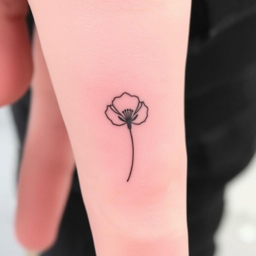 Delicate August Birth Flower Finger Tattoo 4