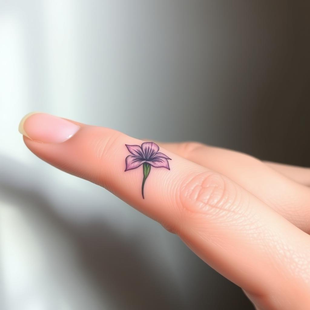 Delicate August Birth Flower Finger Tattoo