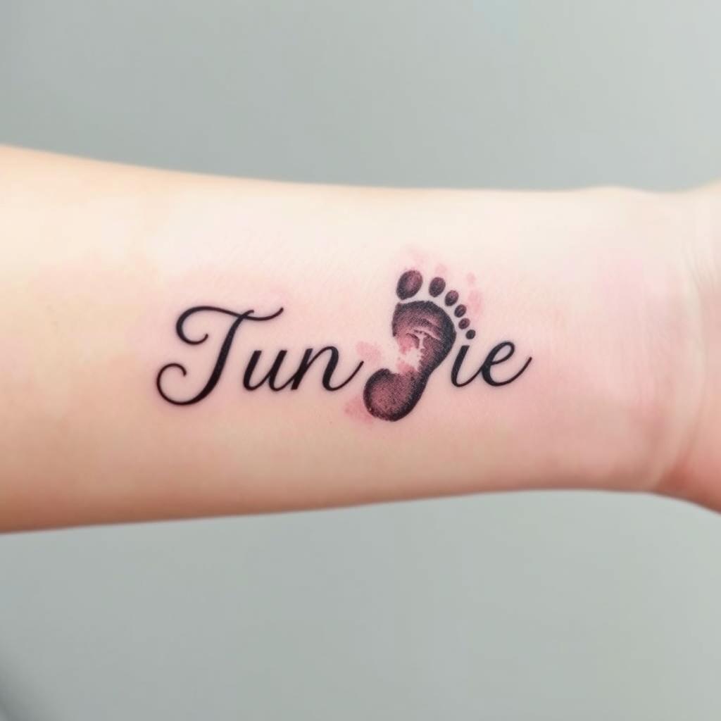 Footprints with name tattoo