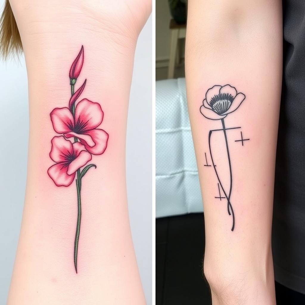 Gender-Specific August Birth Flower Tattoo