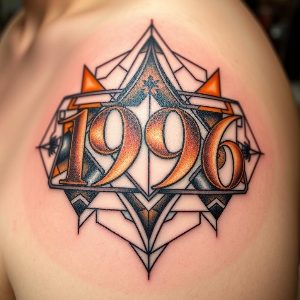 Geometric Number Tattoo Design