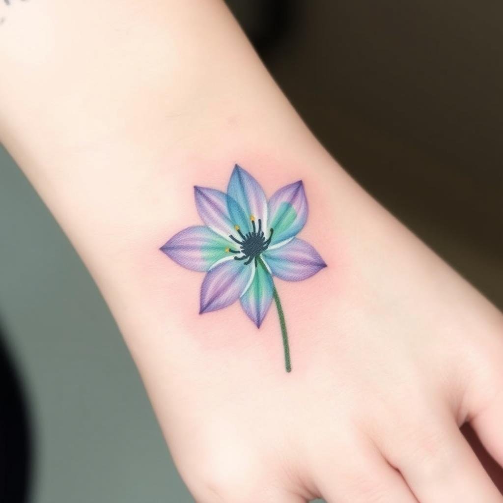 July Birth Flower Tattoos in Watercolor Style
