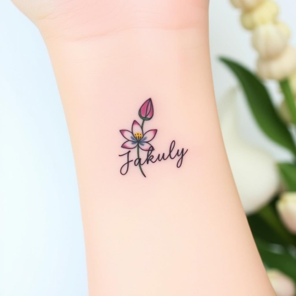July Birth Flower Tattoos with Names 2
