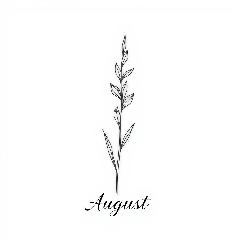 Minimalist August Birth Flower Line Tattoo